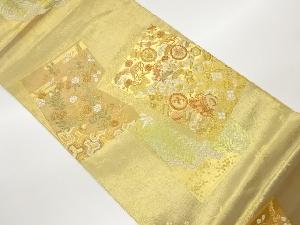 色紙に宝尽くし・花々模様織出し袋帯